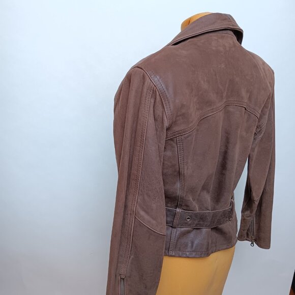 Vintage Genuine Leather Motorcycle Bomber Coat brown Jacket Women’s Medium 90s - Picture 6 of 16